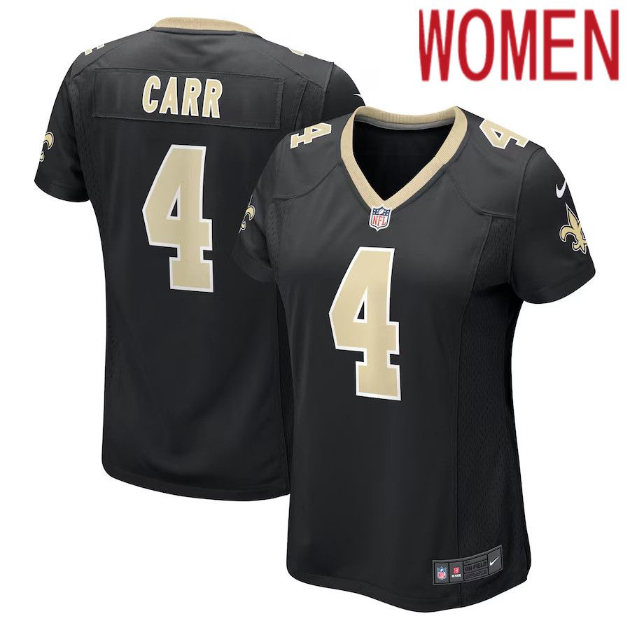 Women New Orleans Saints 4 Derek Carr Nike Black Game NFL Jersey